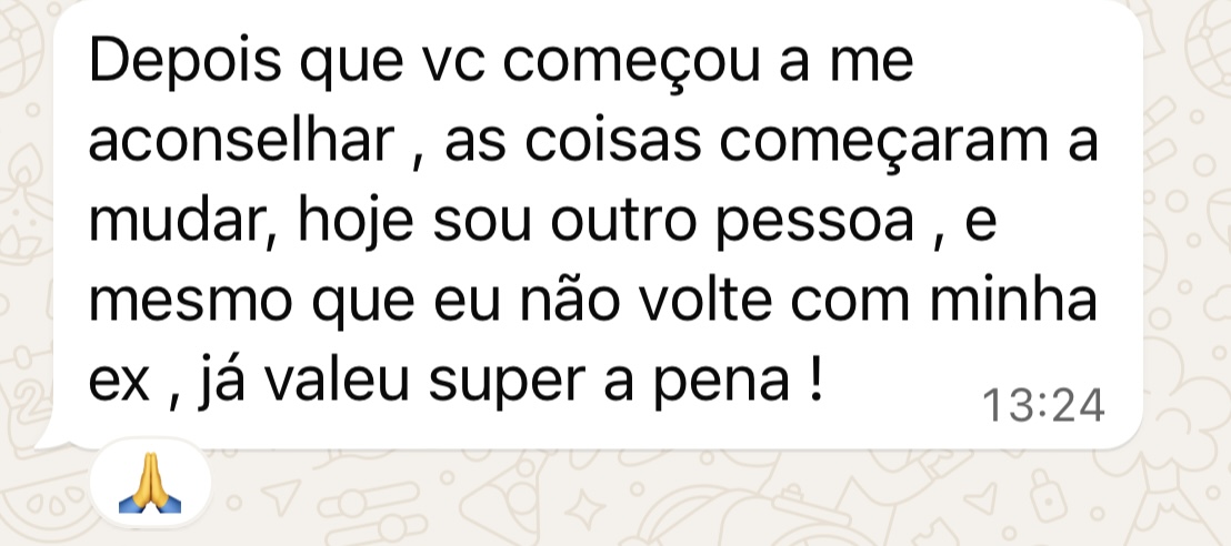 Relato anônimo sobre mudança pessoal após receber aconselhamento