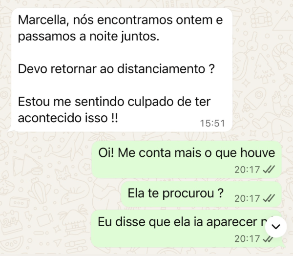 Conversa anônima sobre uma reaproximação após o distanciamento